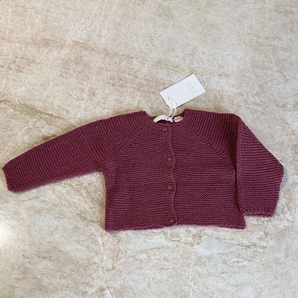 Zara Kids Berry-Mauve Button Cardigan